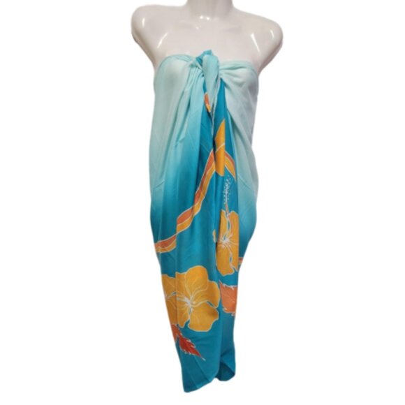Womens Sarong Cotton Wrap Handpainted Batik Wrapskirt Beach Pareo Beachwear -NEW - Picture 1 of 7